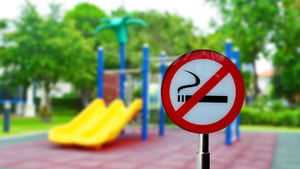 no smoking sign at a playground