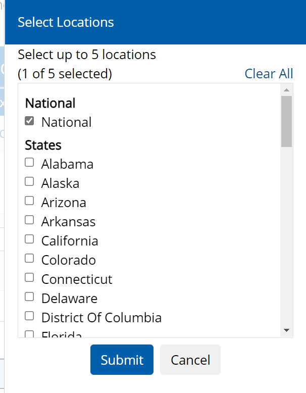 Select locations