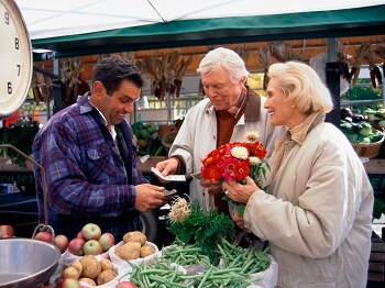 Older couple at farmer's market