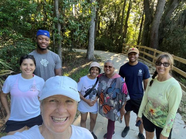 A group of people participating in the Healthy Savannah walk