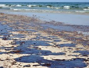 Oil slick on beach