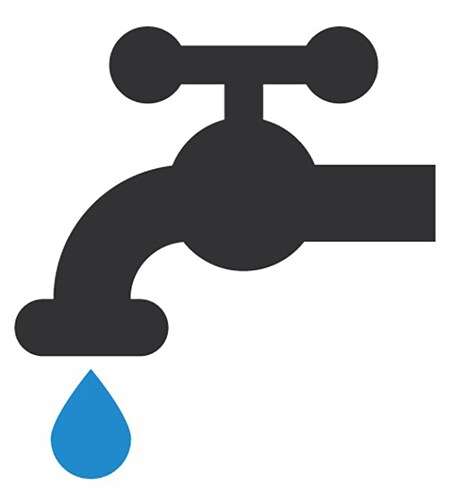 Faucet with a water drop graphic.