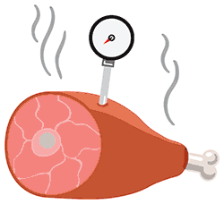 Graphic of a hambone with a thermometer in it.