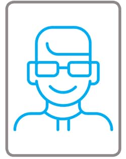 Graphic of man with glasses from UNCOVER EH infographic.