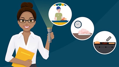 Screenshot from the video Inspector to Investigator: Finding the Factors that Lead to Foodborne Outbreaks