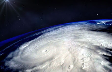 Satellite view of the eye of a hurricane