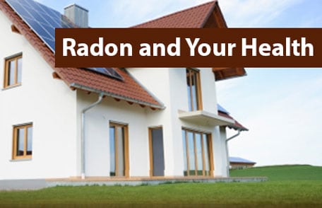 A home in a nice neighborhood with the words - Radon and your Health.