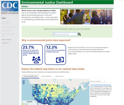 CDC’s Environmental Justice Dashboard