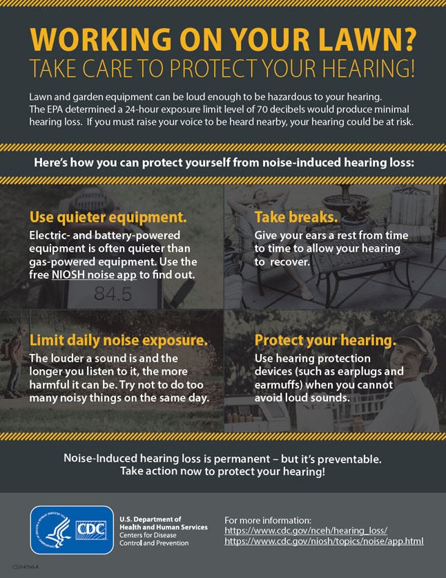 Working on your lawn? Take care to protect your hearing!
