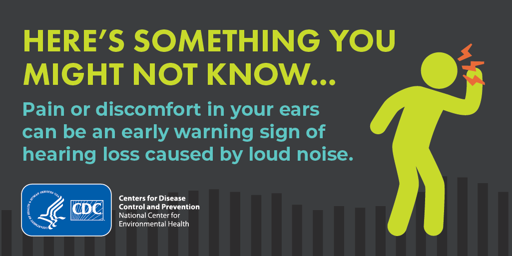 heres something you might not know, pain or discomfort in your ears can be an early warning sign of hearing loss caused by loud noise