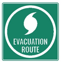 Icon of an evacuation route sign