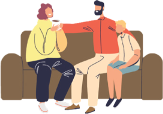 Vector graphic of a family sitting on a couch.