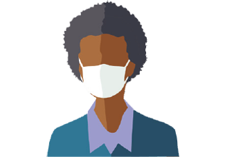Vector graphic of a person wearing a mask.