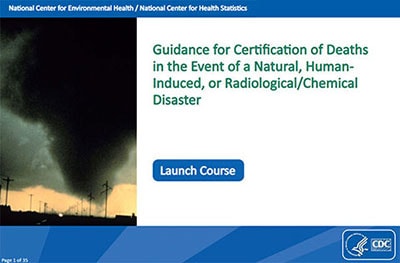 picture of first page of MODULE 5: Guidance for Certification of Deaths in the Event of a Natural, Human-Induced, or Radiological/Chemical Disaster