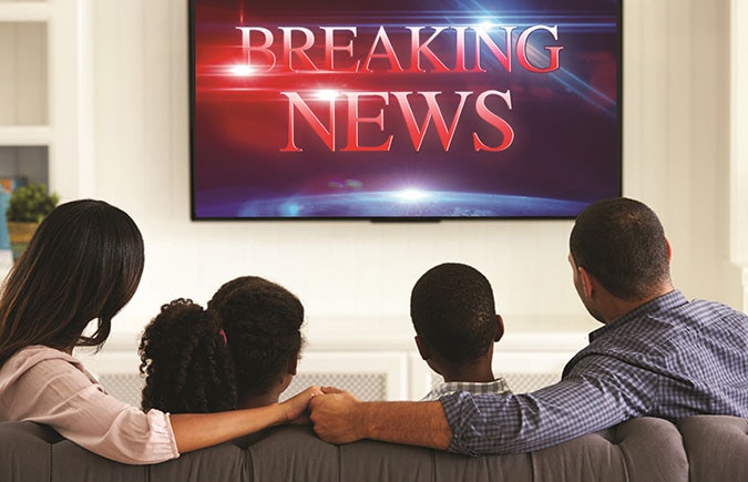 Family watching Breaking news
