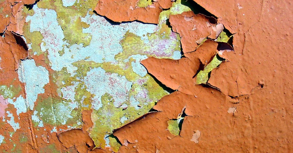 Close up of paint chipped and peeling