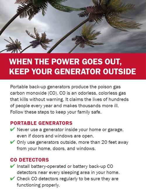 When the power goes out, keep your generator outside