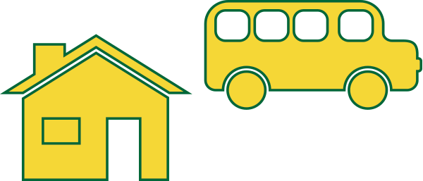 vector graphic of a house and a school bus