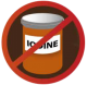 vector graphic of a bottle of iodine with a no sign over it