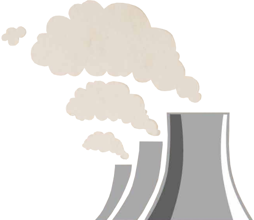 vector graphic of smoke coming out of nuclear power plant stacks