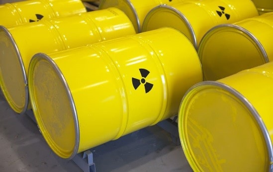 Yellow Drums with Radiation Hazard Symbol