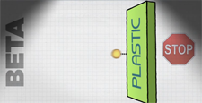 illustration of beta particles shielded by plastic