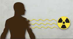 illustration of person being exposed to radiation