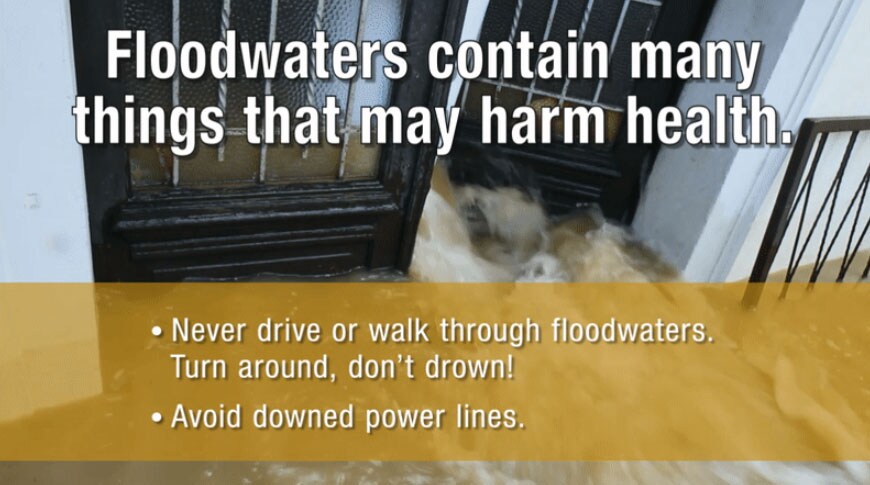 Floodwater contain many things that may harm health. Learn more at www.cdc.gov/disasters