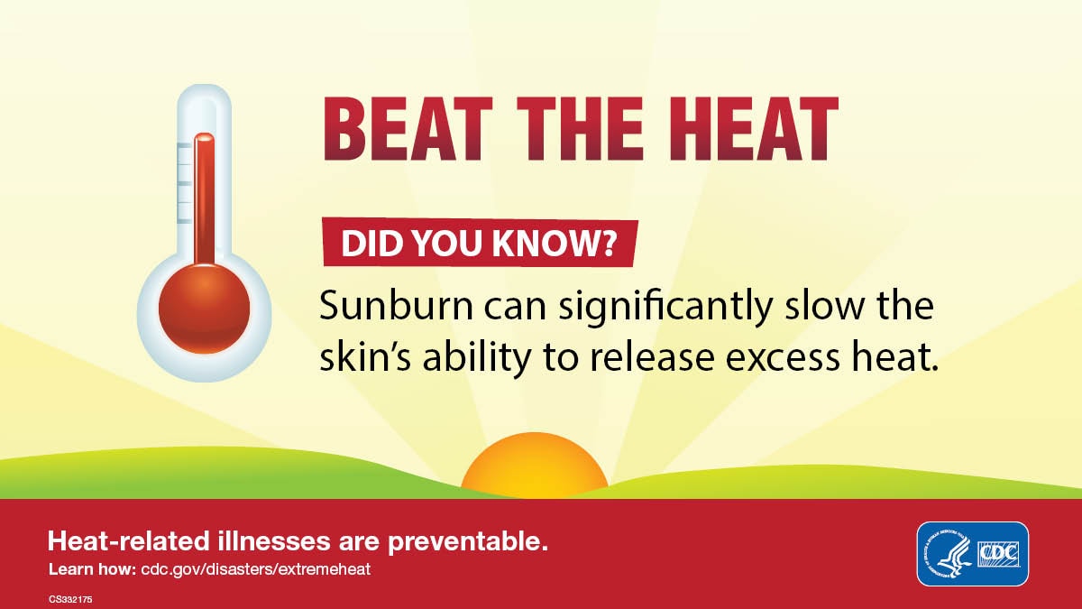 Did you know? Sunburn can significantly slow the skin's ability to release excess heat.
