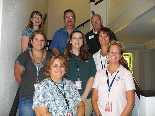 Environmental health staff from Springfield-Greene County Health Department who responded to Joplin tornado include, from left to right, front: Lisa Brenneman, Laura Wingo; middle: Sarah Limb, Amanda Bennett, Roxanne Sharp; back: Cathy Johnson, Tom Flowers, Eric Marcol.