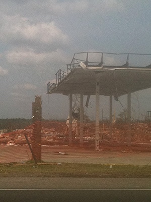 Gas station destroyed by tornado, Forestdale, AL, April 27, 2011