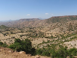 Arid, mountainous terrain of Tigray, Ethiopia.