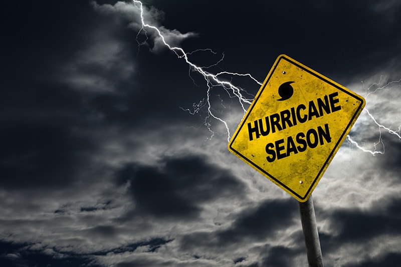 Hurricane Season Sign With Stormy Background