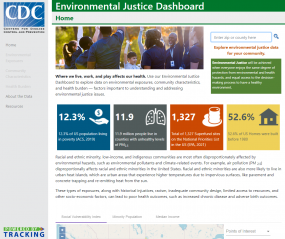 Screenshot of CDC's Environmental Justice Dashboard website