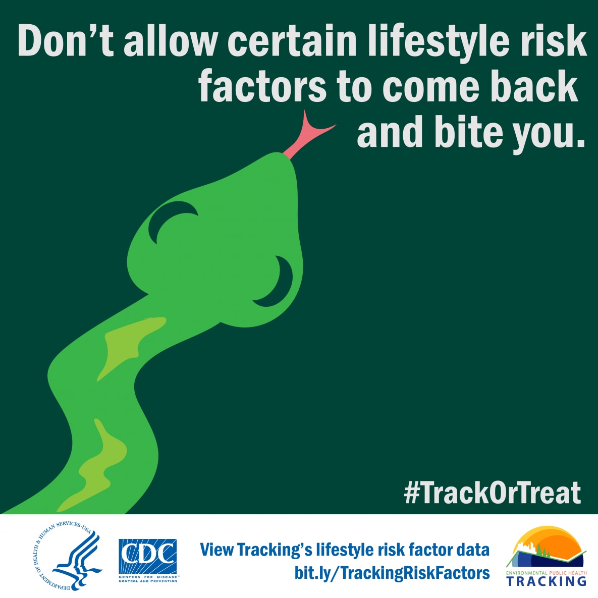 Green snake graphic with text: "Don’t allow certain lifestyle risk factors to come back and bite you."