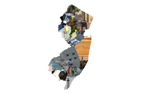 Mosaic that composes the outline of the state of New Jersey
