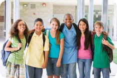 Group of diverse middle school students