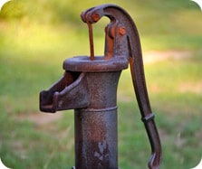 Rusty water hand pump
