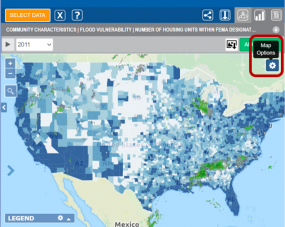 Tracking Network's Data Explorer tool: U.S. Map with layer options