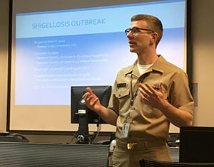 EIS officer McClung talking about shigella outbreak