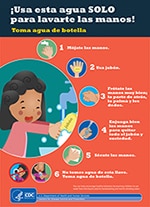 Spanish poster to help children follow health practices (handwashing).