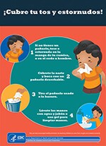 Spanish poster to help children follow health practices (sneezing).