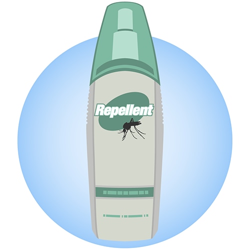 Graphic illustration of a bottle of insect repellent.