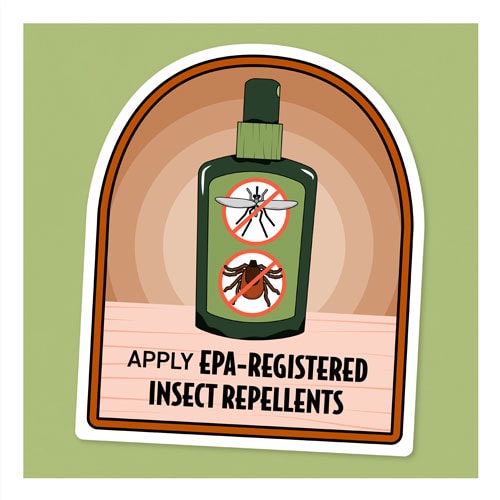 graphic of a bottle of insect repellent with the words Apply EPA-registered insect repellent