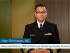  Image from the Medscape video: Ebola: Donning and Doffing of Personal Protective Equipment (PPE) with Arjun Srinivasan, MD (CAPT, USPHS), Associate Director of CDCs Division of Healthcare Quality Promotion.