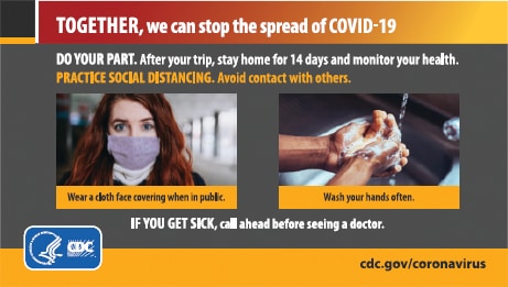 Banner showing, Together, we can stop the spread of COVID-19