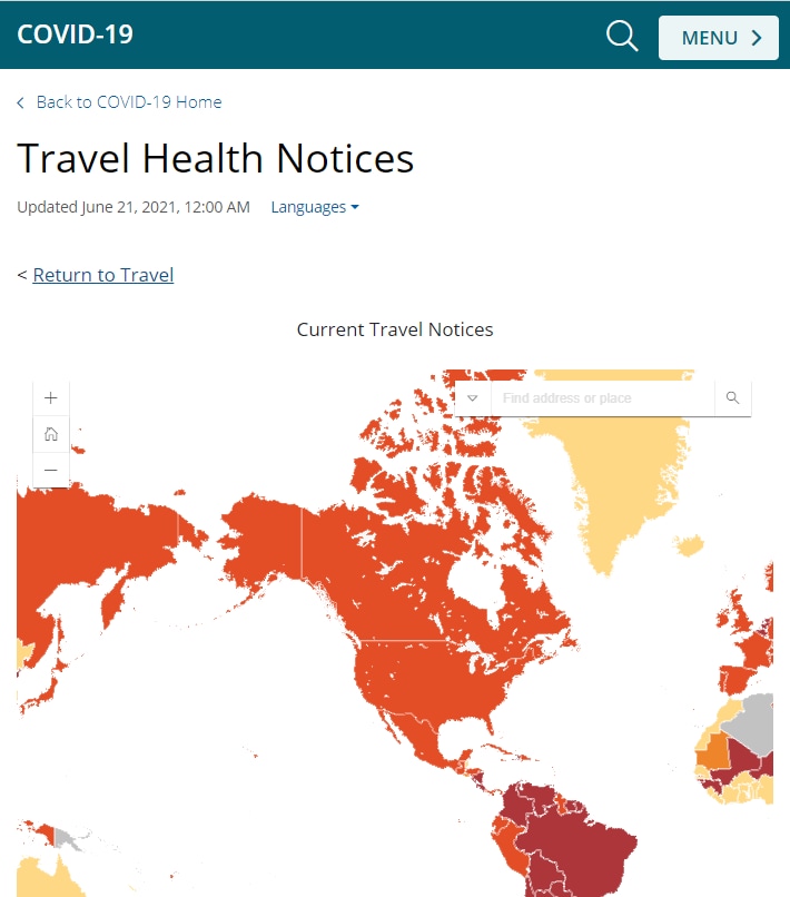 COVID Travel Health Notices