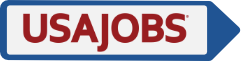 USAJOBS.gov logo in a button that points to the right