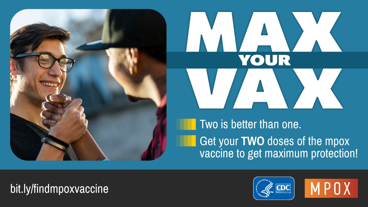 Max Your Vax Graphic showing 2 people holding hands