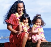 Hawaiian mother with two children